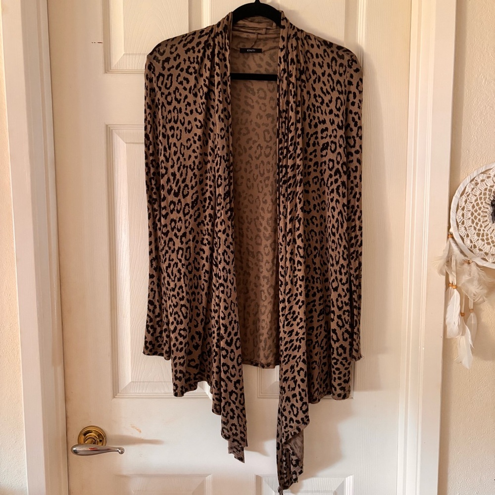 Leopard Print Open Front Cardigan Style Topper